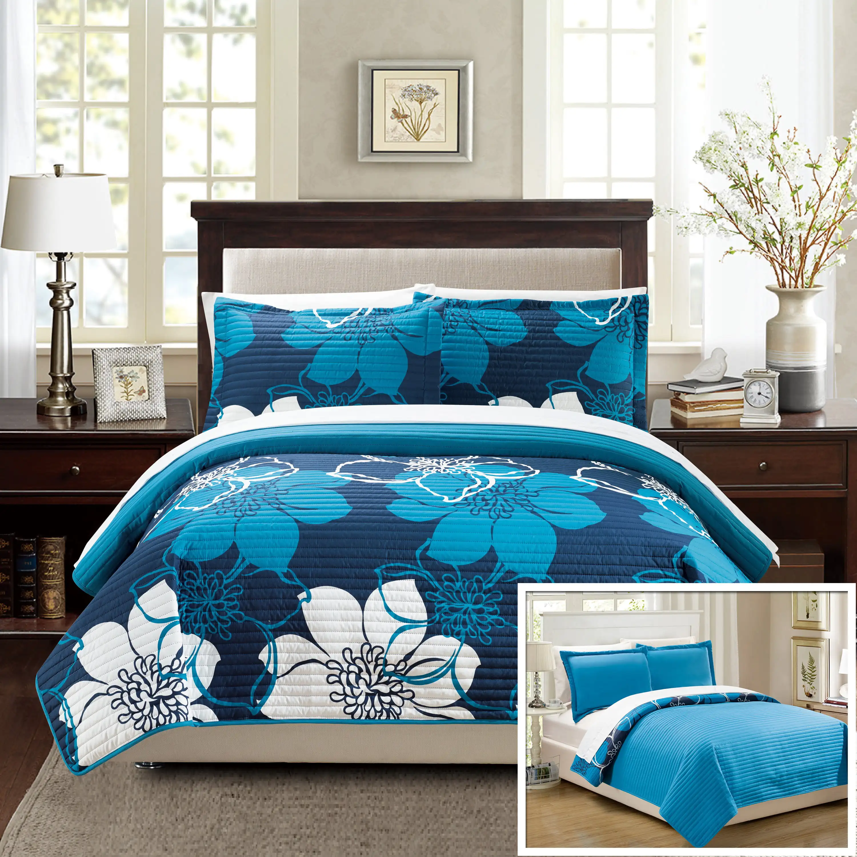

Chic Home Chase 3-Piece Abstract Quilt Set, King, Blue