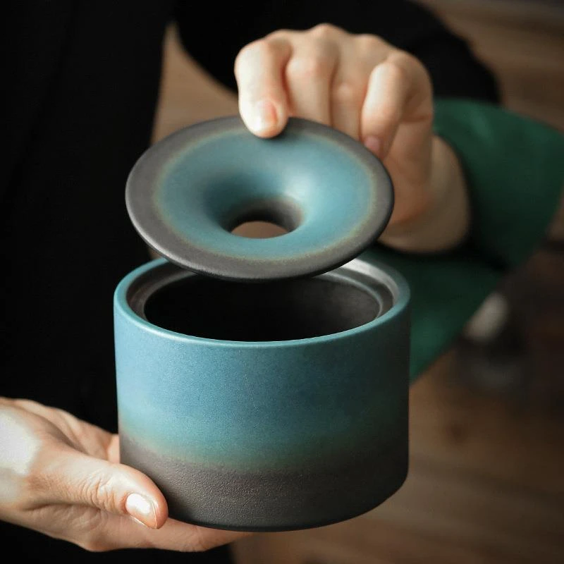 

Ceramic Ashtray Jianshui Kung Fu Tea Ceremony Accessories Creative Personality Tea Grounds Jar Anti Fly Ash Large Ashtray Home