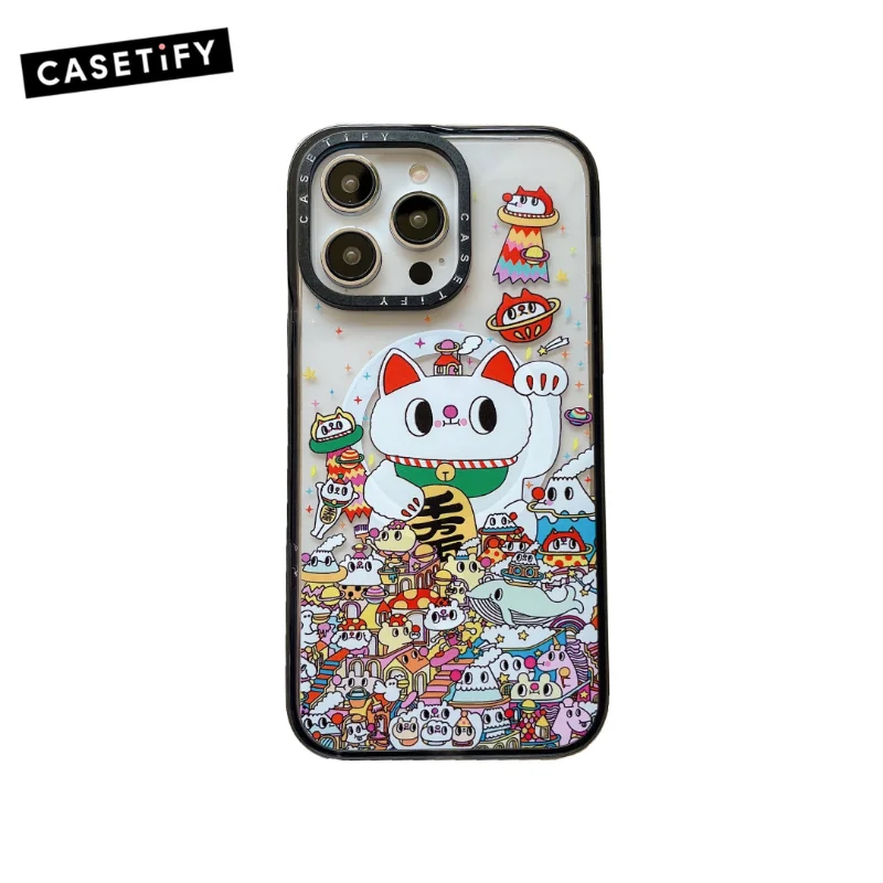 

CASETIFY Lucky Cat Magnetic Magsafe Wireless Charging Cases for IPhone 11 12 12PM 13Pro 14PLUS Case Shockproof Hard Cover F0405