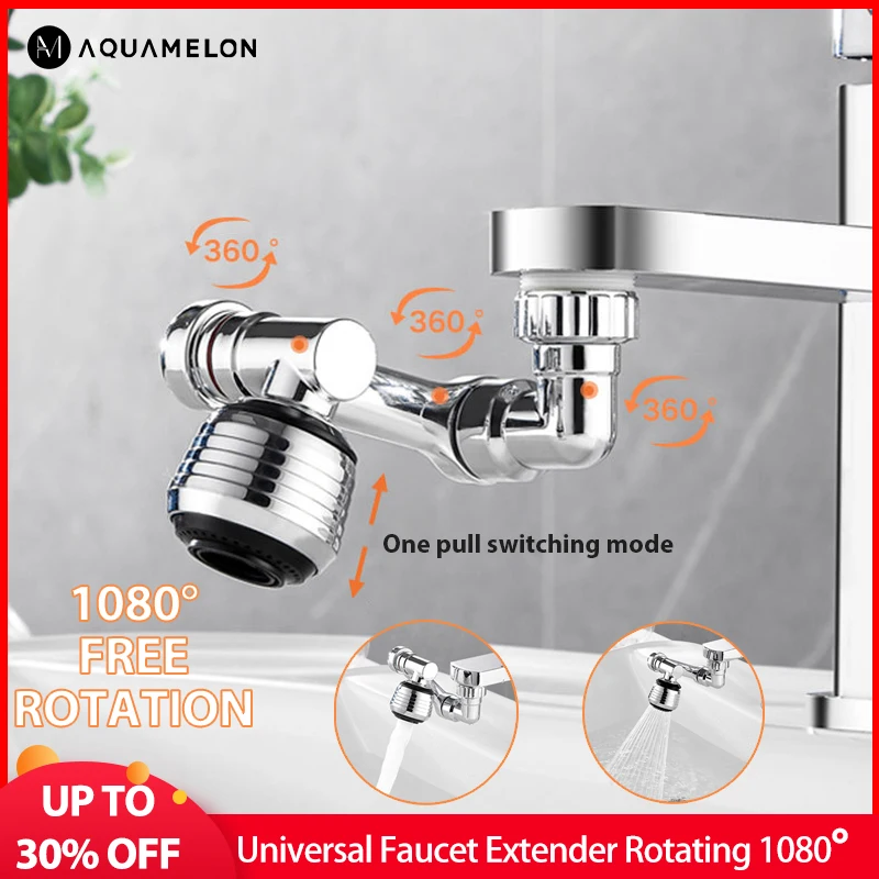 

Universal Faucet Extender Rotating 1080 Robotic Arm Faucet Splash Filter Bathroom Kitchen Washbasin Faucets Bubble Nozzle