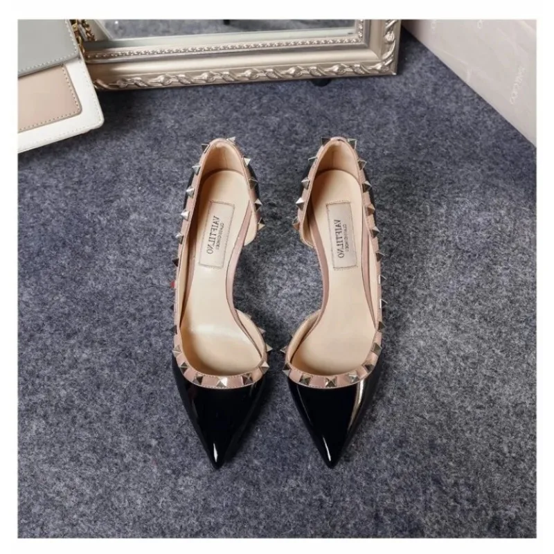 Женские туфли-лодочки на высоком каблуке туфли из лаковой кожи с заостренным