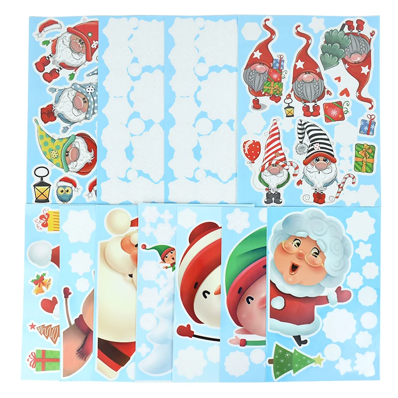

1pcs Cartoon Window Sticker Santa Claus Snowman Cute Elk Christmas Tree Color Sticker Merry Christmas New Year Decorative Gifts