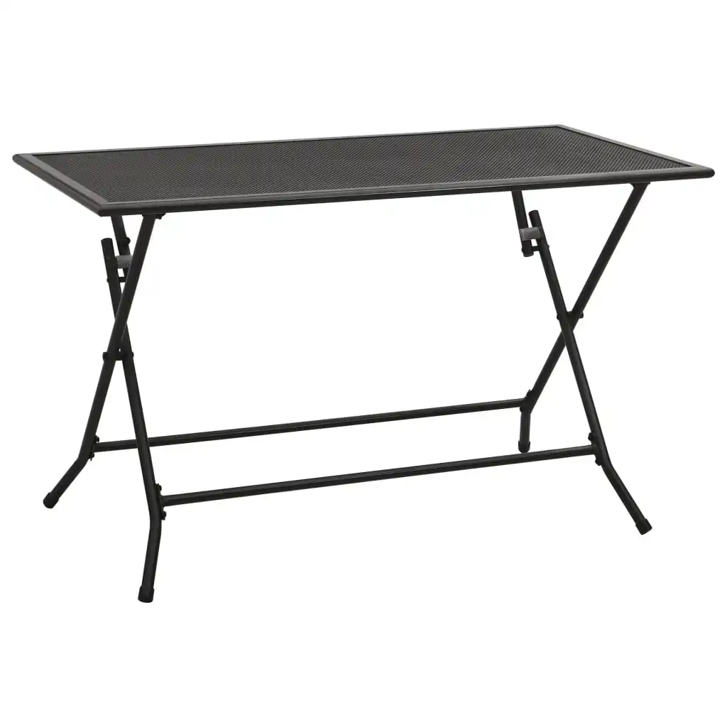 

Patio Outdoor Folding Mesh Table Deck Outside Porch Furniture Balcony Home Decor 47.2"x23.6"x28.3" Steel Anthracite