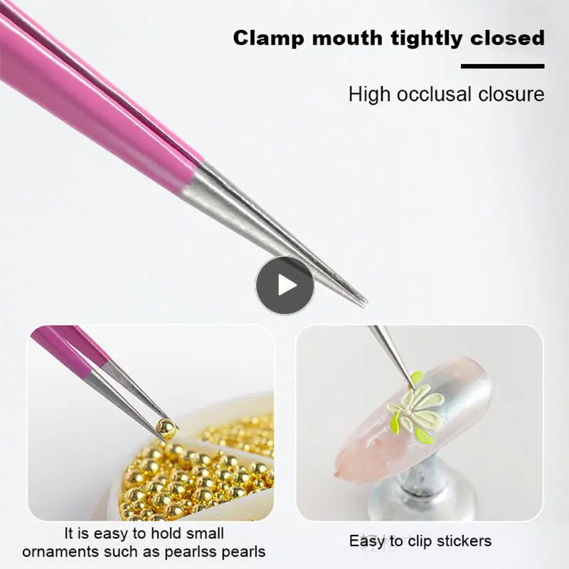 

Stainless Steel Tweezers Rhinestones Pick Up Clip Silicone Nail Art Tweezers Eyelash Extension Manicure Tool Nail Tweezers