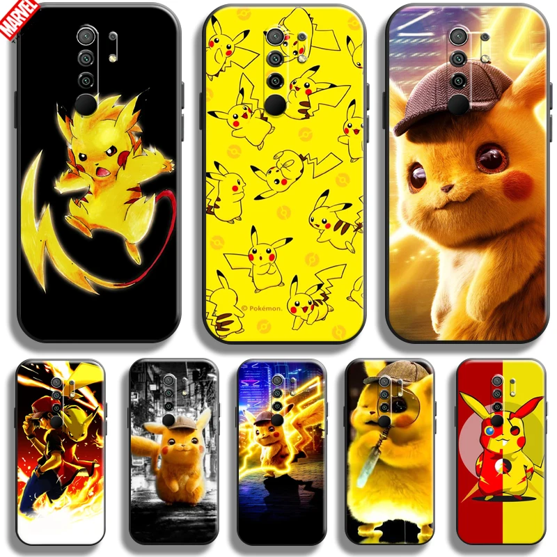 

Anime Pokemon Cute Pikachu For Xiaomi Redmi 9 Phone Case For Redmi 9 Coque Funda Black Silicone Cover Carcasa Liquid Silicon