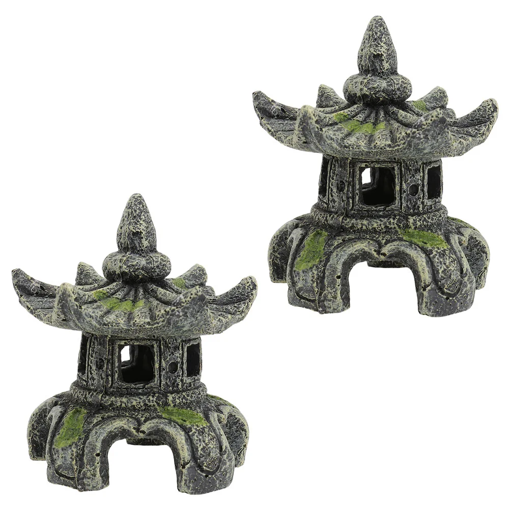 

Fish Pagoda Tank Aquarium Statue Garden Miniature Adornment Mini Lantern Decoration Zen Cave Ornament Decor Figurines Hiding