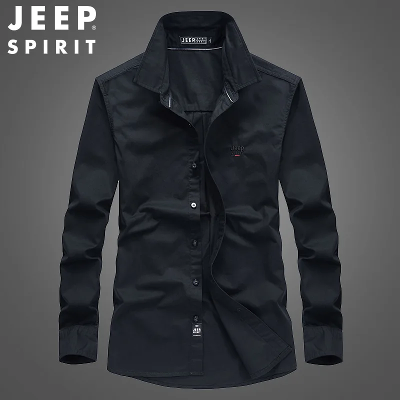 Мужская Однотонная рубашка с длинным рукавом JEEP SPIRIT повседневный свободный