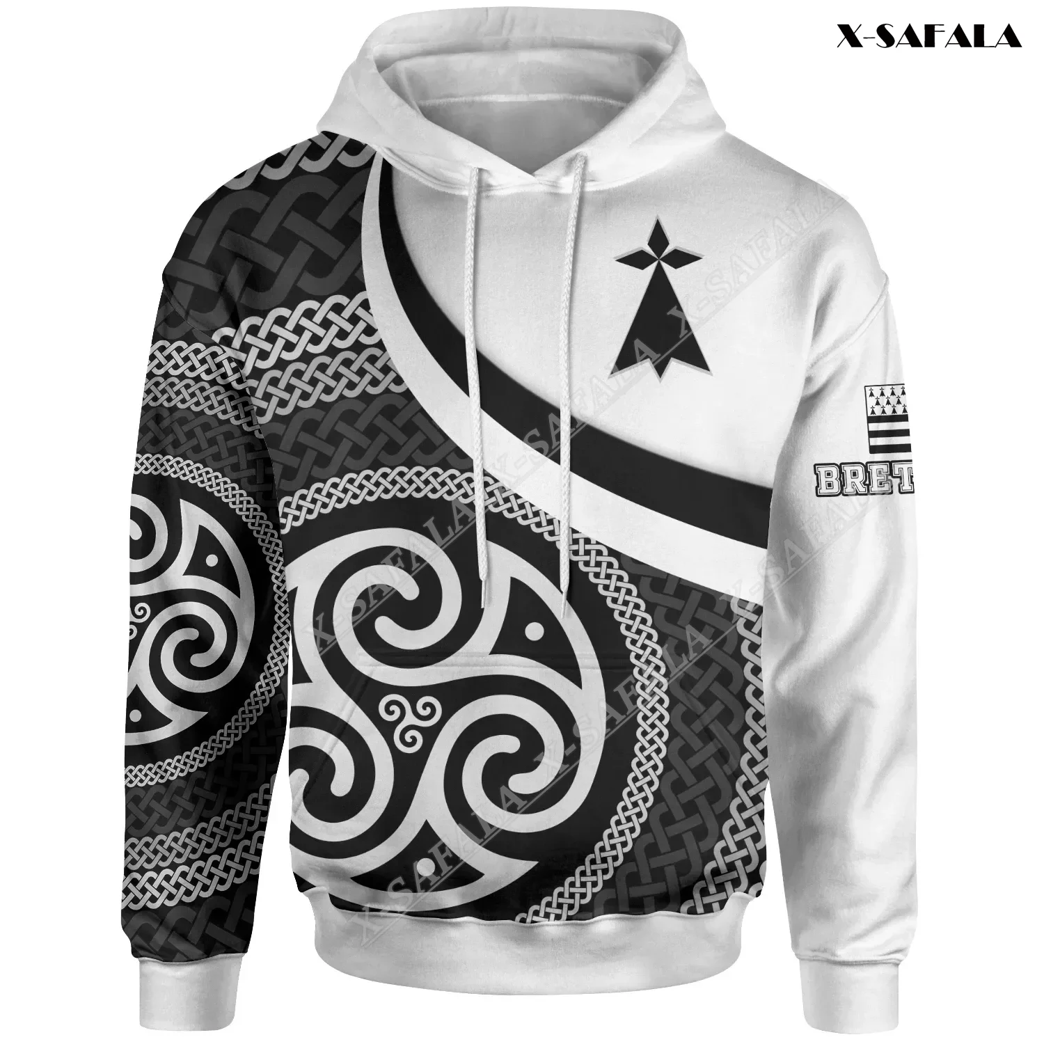 

France BRITTANY Bretagne PATTERNS CELTIC Cross Culture 3D Print Zipper Hoodie Men Pullover Sweatshirt Hooded Jersey Tracksuits