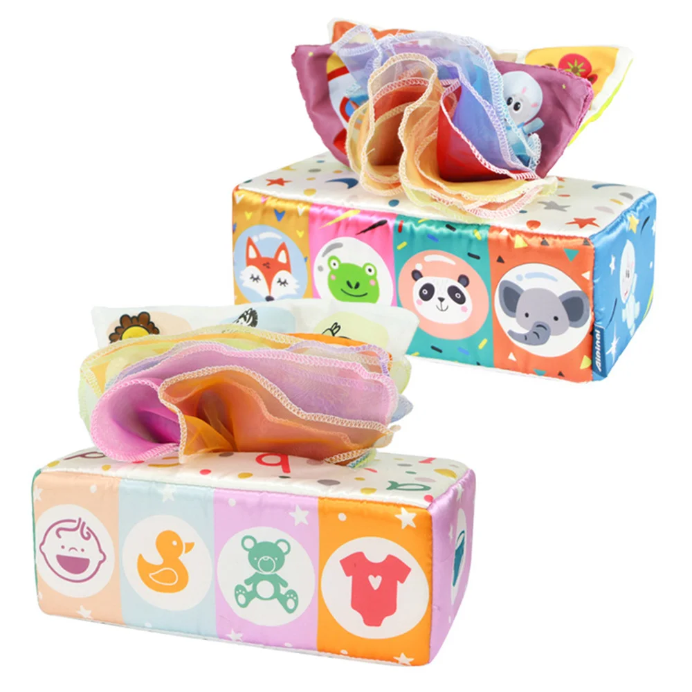 

Коробка для салфеток, игрушка, сенсорные игрушки, красочный мультяшный плюшевый шарф, коробка с занятыми пальцами, упражнения на руки, игрушка-петля, дошкольные игрушки AN88