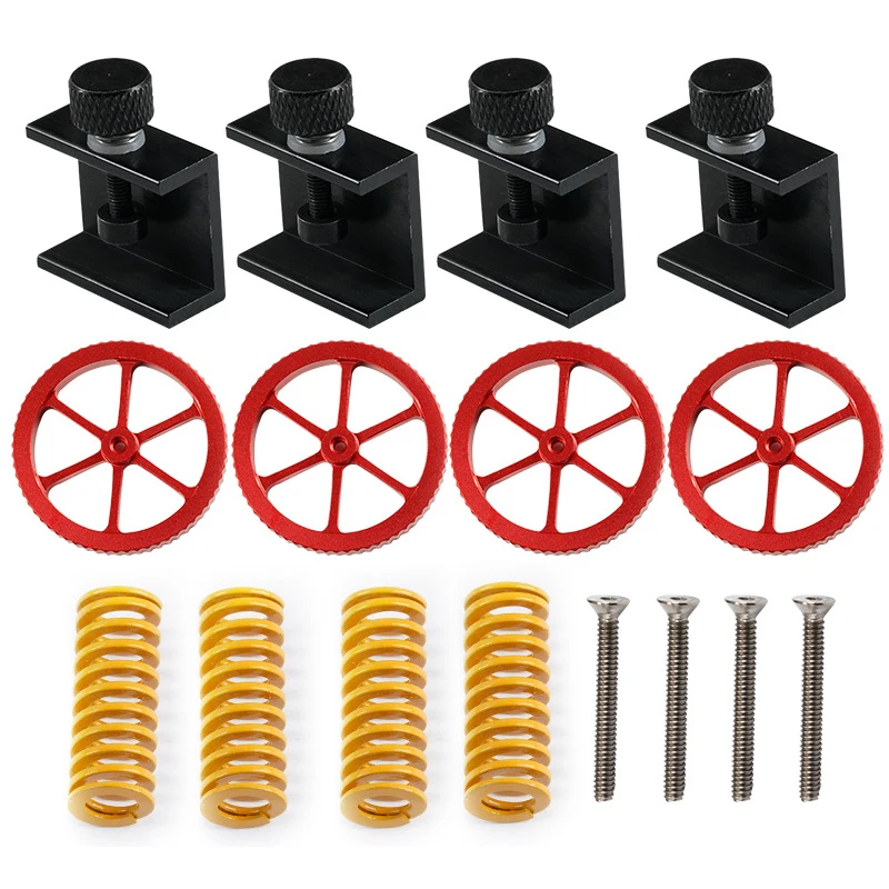 

3D Printers 4PCS M4 Screws Nuts Aluminum Adjustable clip Heat Bed Leveling Spring Print Platform Calibration Accessories