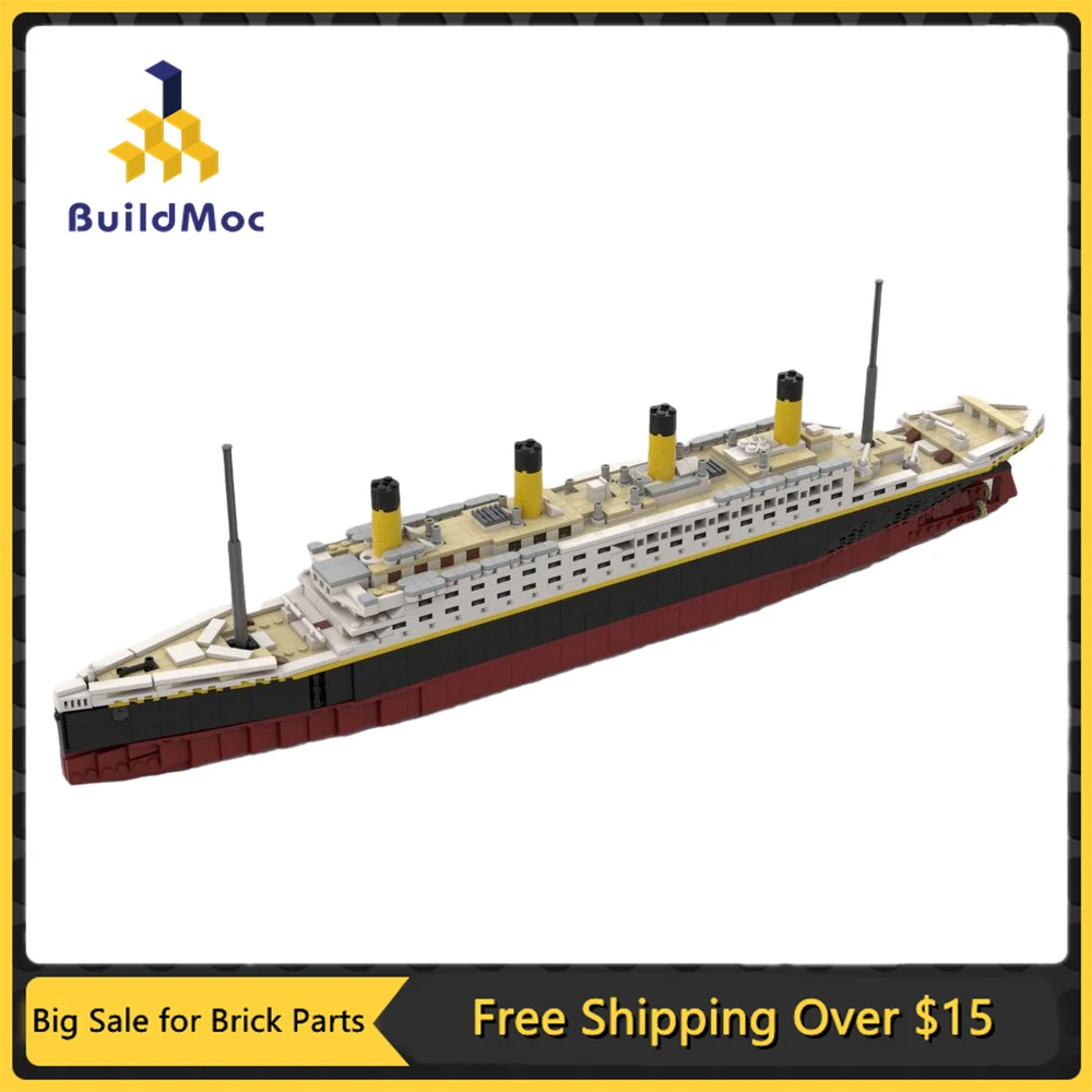 

Конструктор MOC 1:400 масштаб RMS титановый корабль, набор строительных блоков, лайнер для океана, лодка, паровой корабль, кирпичи, модель, Детски...