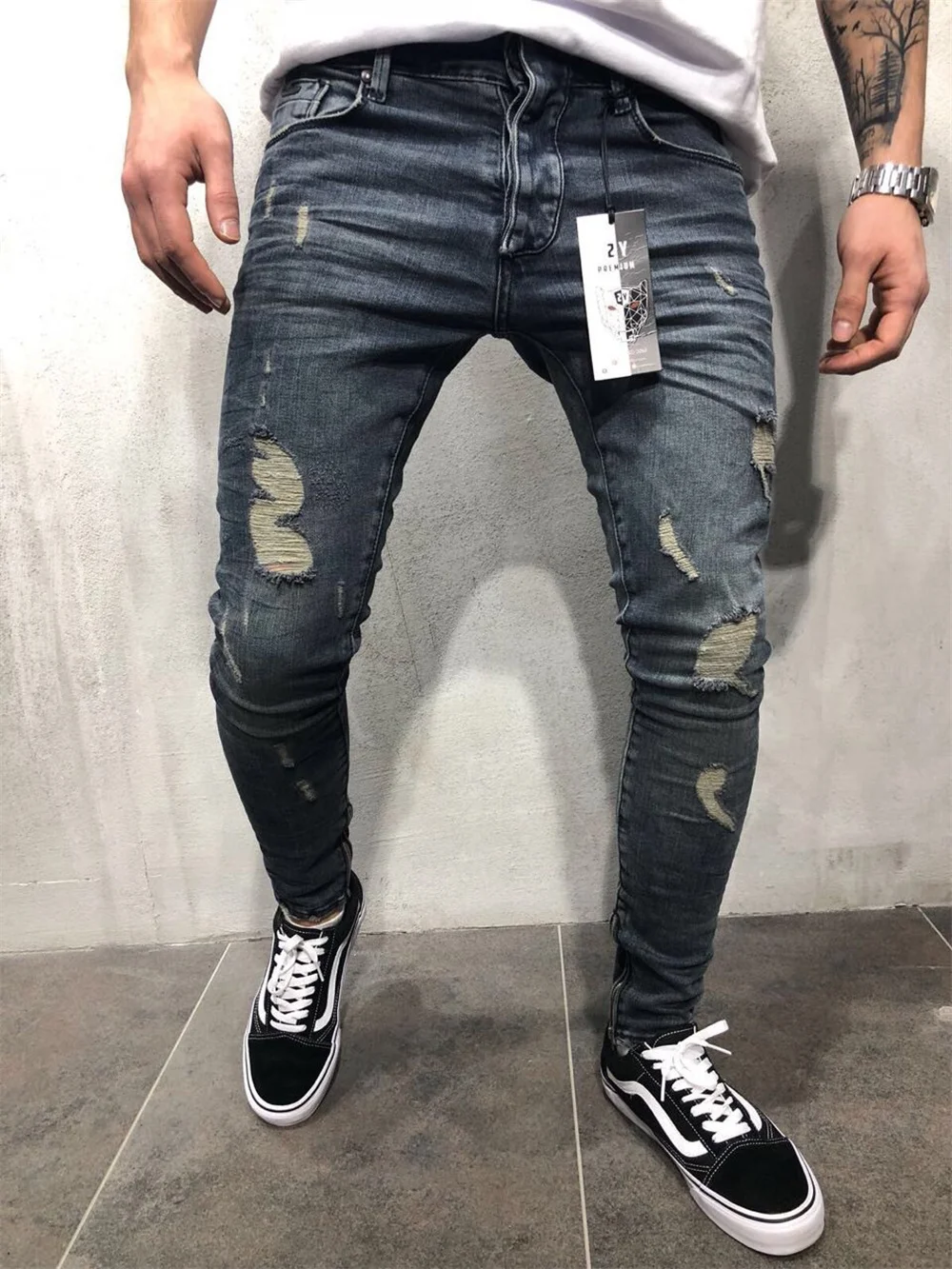 Men's Ripped Skinny Jeans Slim Pencil Pants Casual Pants 2022 High Quality Denim Menswear