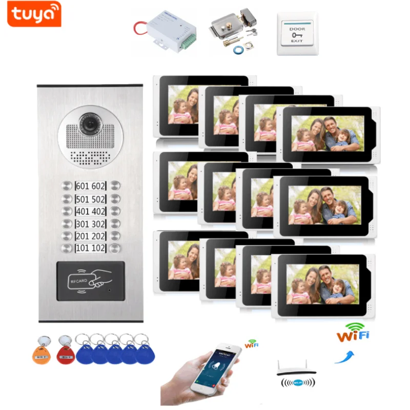 

Tuya Smart Apartment Wifi IP Video Doorbell HD OSD Menu Monitor Visual Intercom System Max Support 32G SD Card Doorphone kits