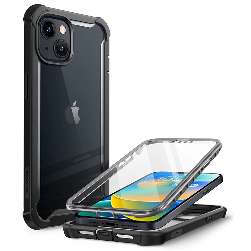 

For iPhone 14 Plus Case 6.7 inch (2022 Release) I-BLASON Ares Dual Layer Rugged Clear Bumper Case with Built-in Screen Protector