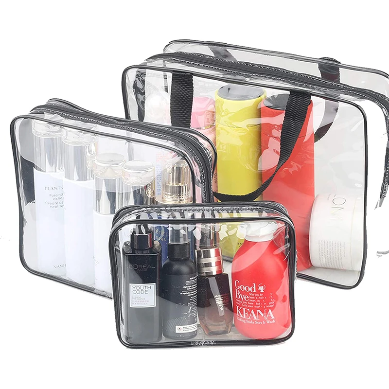 

3piece transparent travel bag suitable for toiletries waterproof transparent plastic makeup bag transparent packagingstorage bag