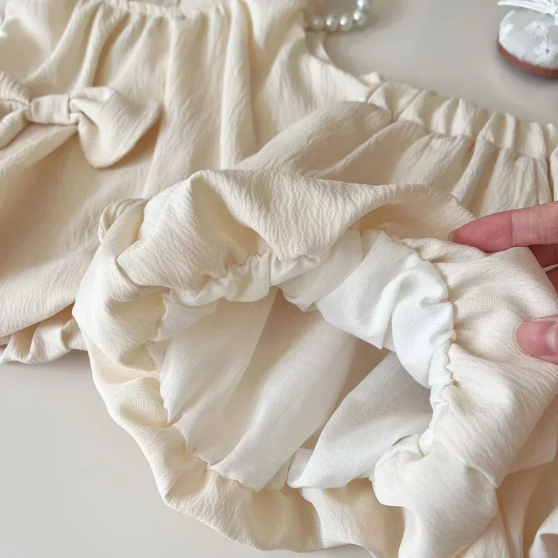 Комплекты принцесс для девочек летняя рубашка без рукавов с бантом + шорты