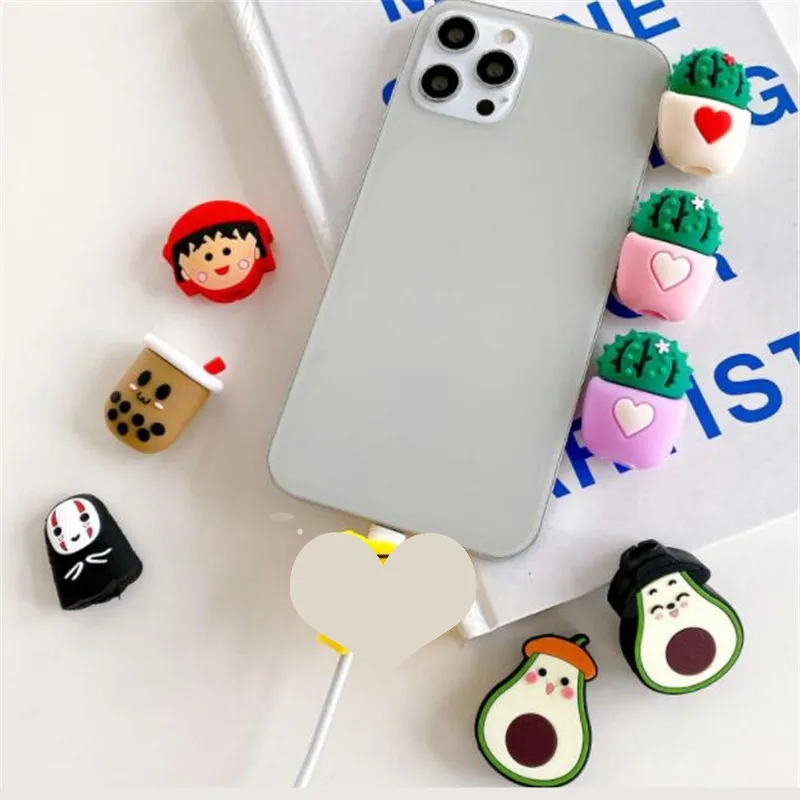 

Cable Bite Milk Tea Avocado Cable Protector Wire Winder Data Line Cord For Iphone USB Charging Protective Cover Winder Organizer