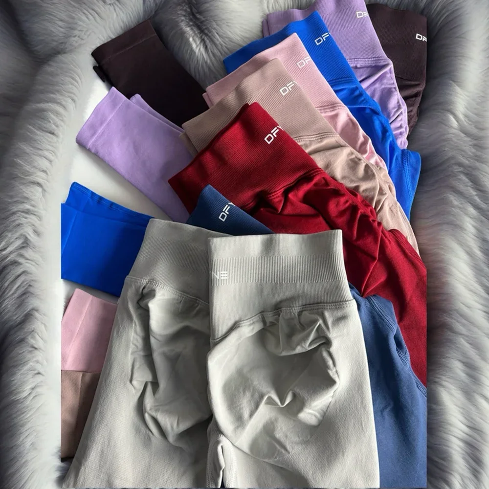 DF 1:1 Ударные леггинсы Бесшовные брюки для йоги с логотипом Брюки фитнеса низкой