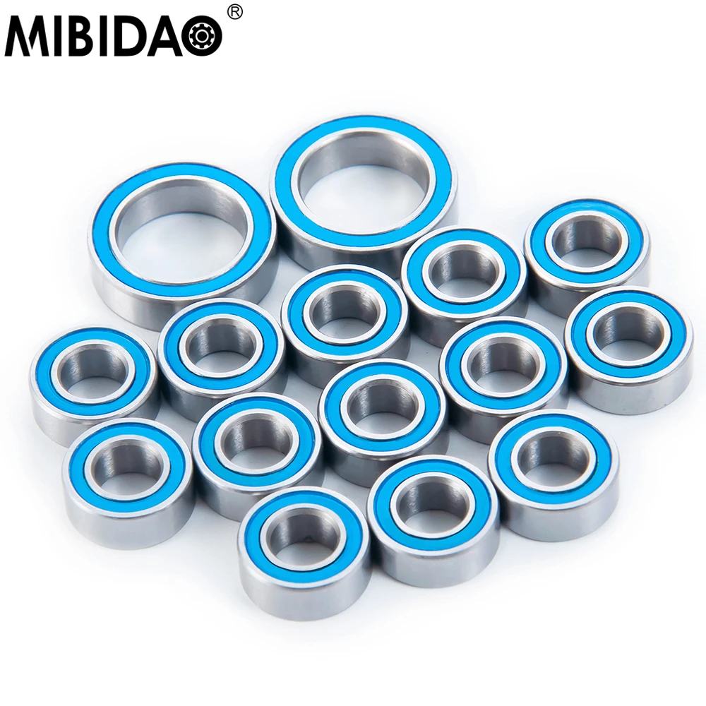 

MIBIDAO 15Pcs Wheel Hub Ball Bearing Complete Bearing Kit For ECX 1/10 2wd Amp MT DB Ruckus Circuit Torment RC Crawler Car