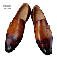 kexima ourui true eel skin leisure leather men shoes leather soles slip on men dress shoes