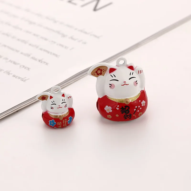 

DANCING LUCKY CAT Cartoon Metal Jingle Bell Charms Necklace Pendant Bracelet Hanging Charms Jewelry Findings Decoration