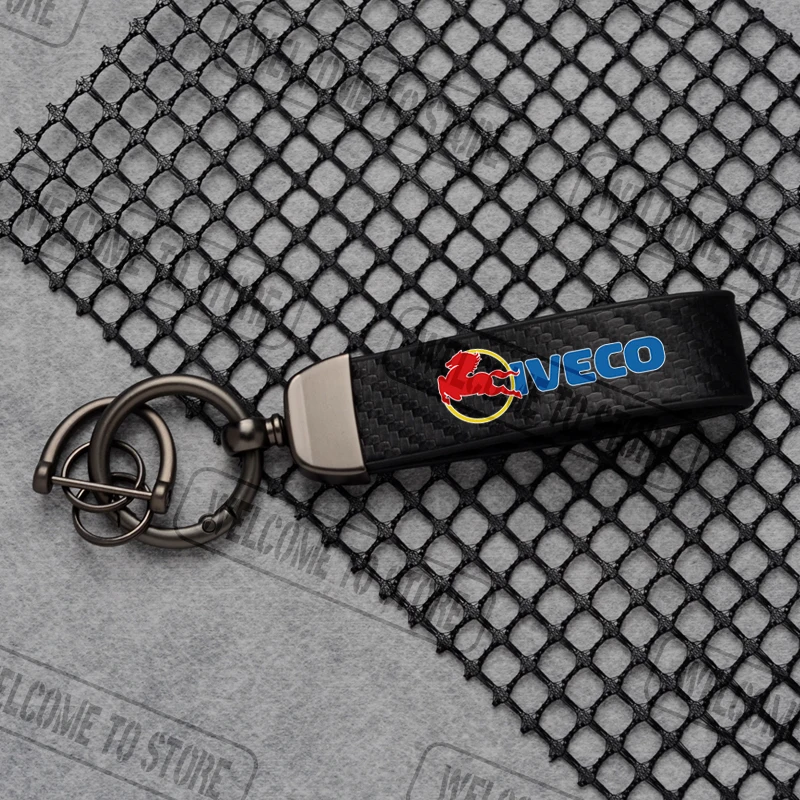 

Для IVECO Daily Fidato ‌ Stralis Trakker EuroCargo LOGO из углеродного волокна, кожаный автомобильный брелок с пряжкой в форме подковы, ювелирные аксессуары