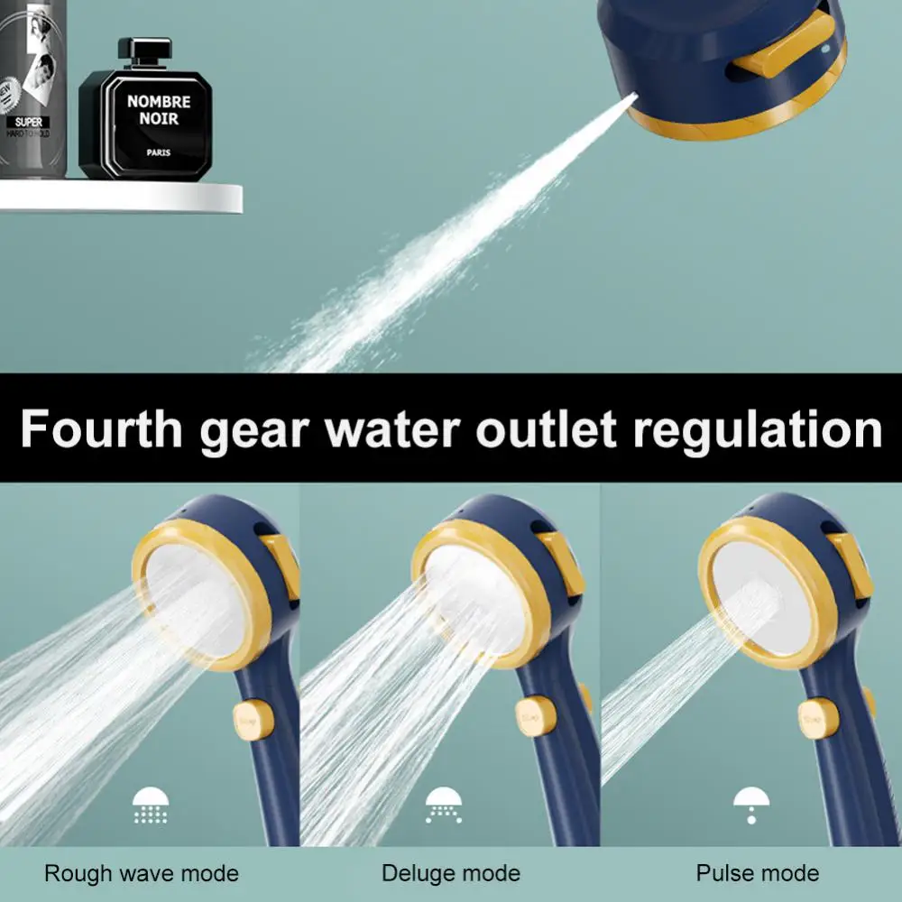 

1PC Temperature Display Shower Head Handheld 4-modes Strong Supercharged Shower Head Home Temperature Control Shower Head