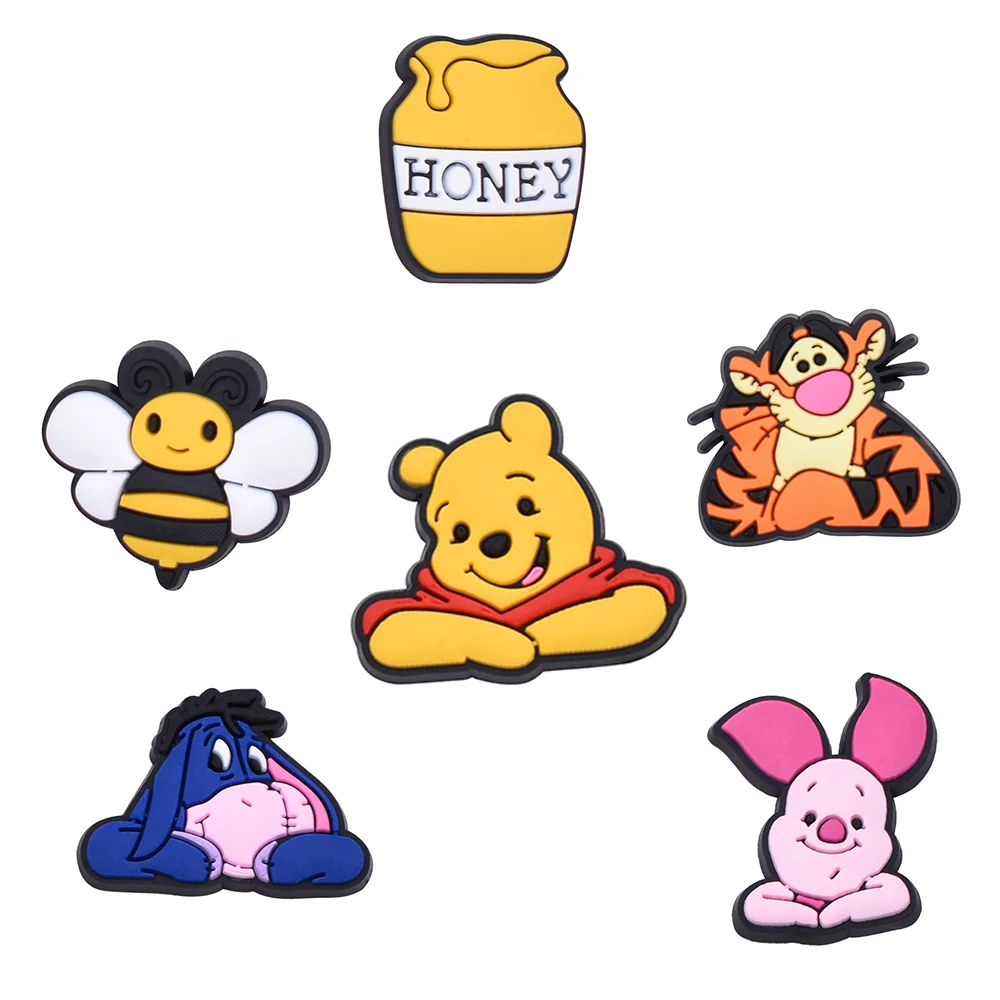 

Cute Cartoon Pooh Shoe Buckle for Crocs Charms for Croc shoe Accessories for Croc Decorations Kids Shoes Decor Gifts New