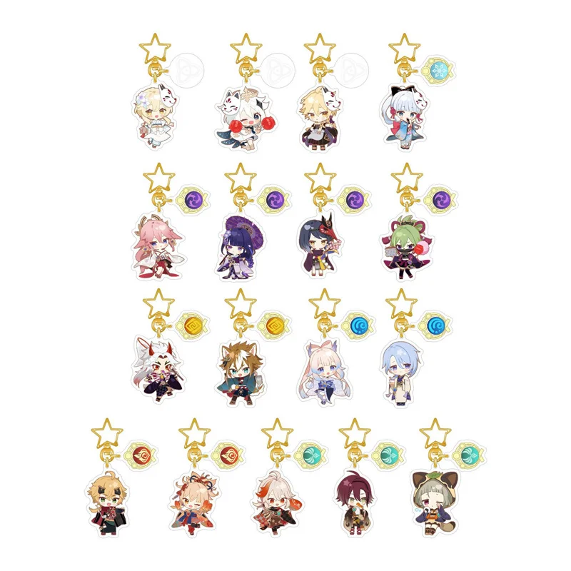 

Hot Anime Genshin Impact Raiden Shogun Cosplay Keychain Acrylic Figure Kamisato Ayato Keyrings Cute Bags Car Key Chain Fans Gift