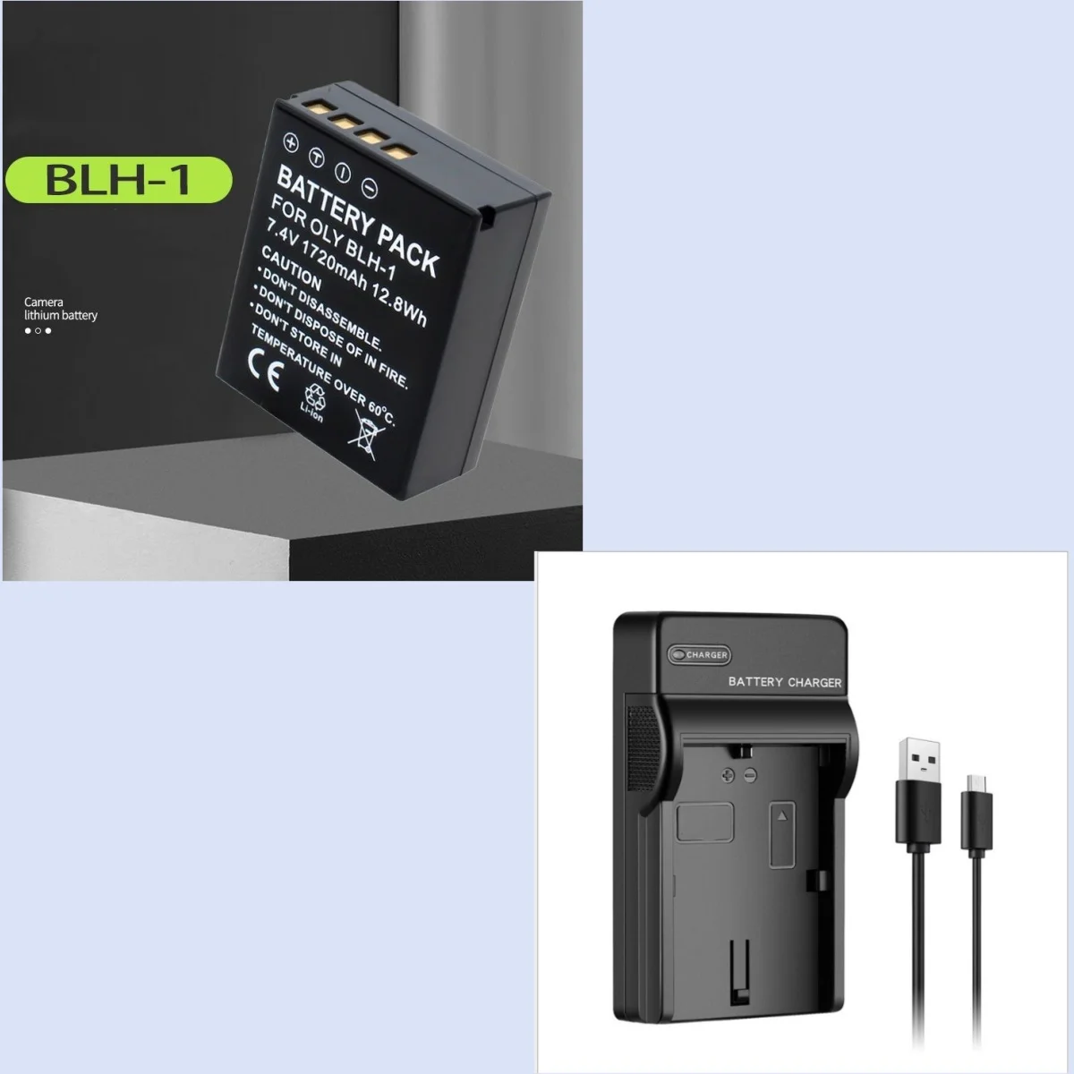 Аккумуляторная батарея BLH-1 BLH1 для камеры + USB зарядное устройство Olympus E-M1 Mark II EM1-2 EM1