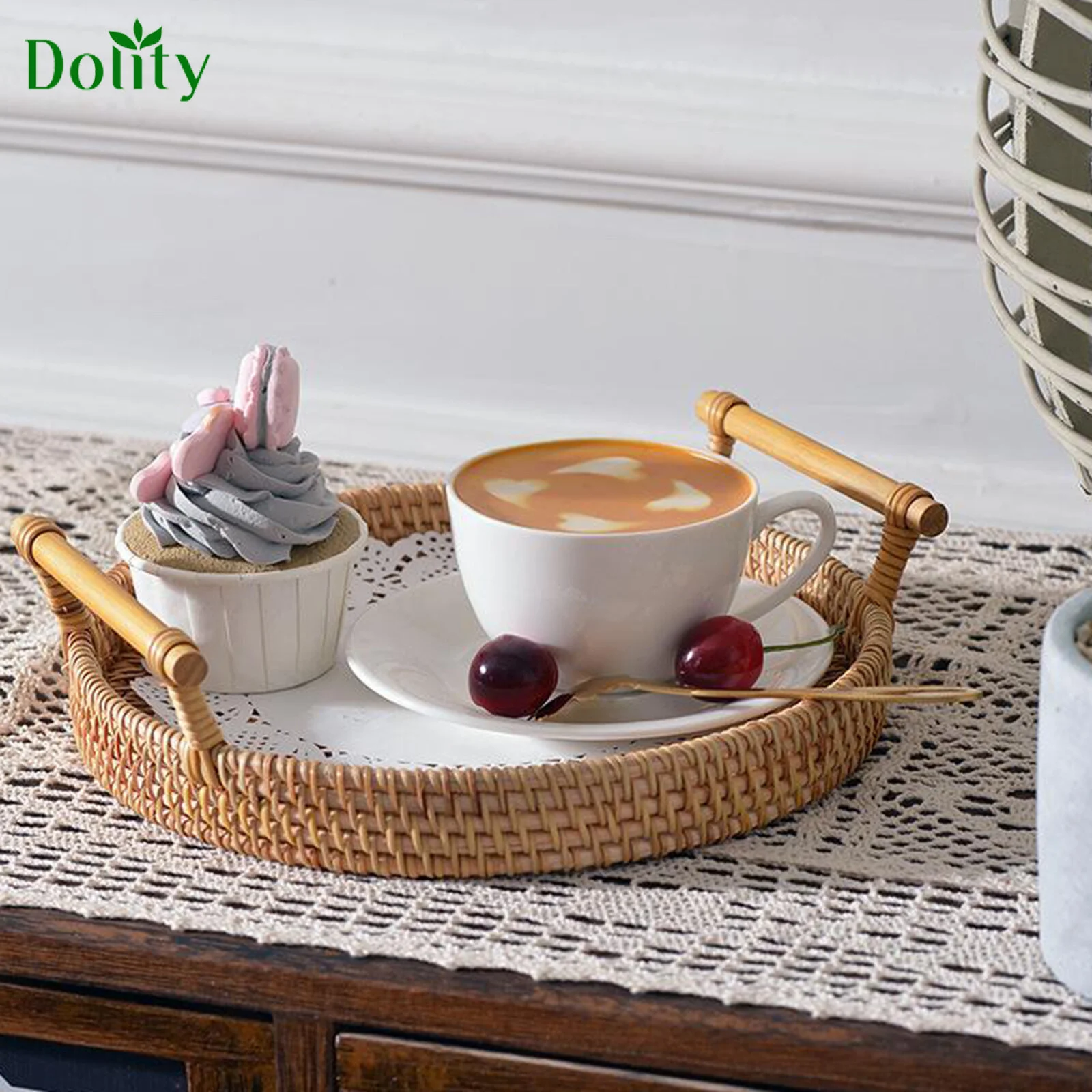 Поднос для хранения из искусственного ротанга премиум-качества фруктов овощей