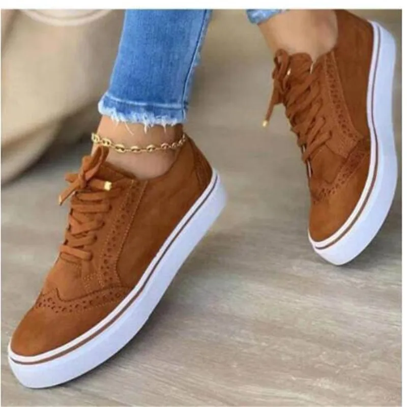 

2023 New Women's Vulcanized Shoes Low-top Round Toe Casual Shoes Flat Shoes Lace-up Walking Shoes Women Versatile Comfortable