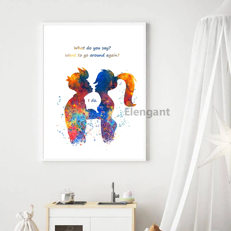 Плакат футуристима акварельные диснеевские Мультяшные художественные принты