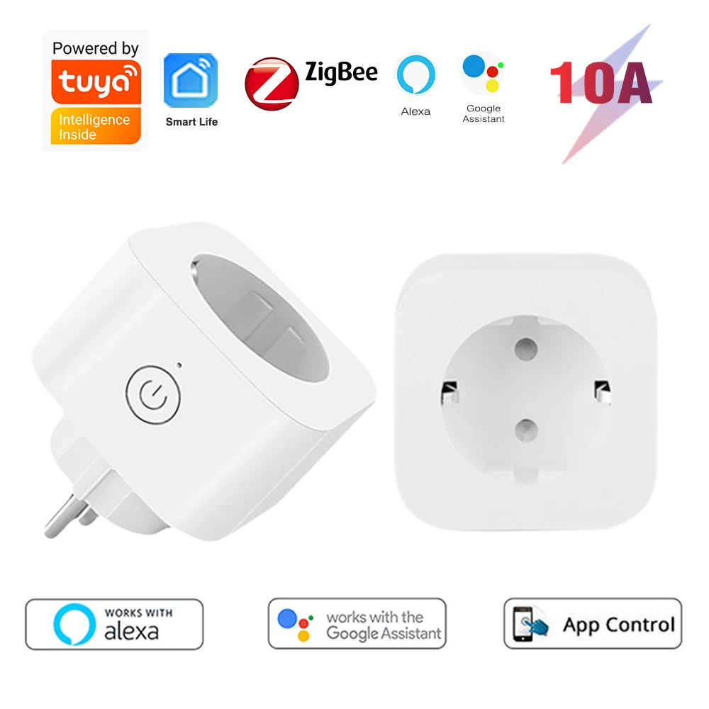 

Yagusmart 10A Zigbee Smart Socket TUYA Smart EU Plug Alexa Google Home Voice Control Smart Home 10A Zigbee Outlets