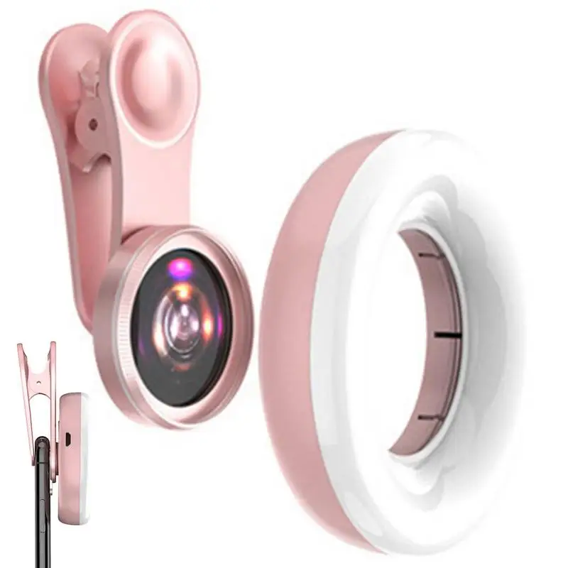 

New Mobile Phone Fill Light 15X Macro Lens Portable Selfie LED Ring Flash Light Phone Selfie Lamp Universal Ring Clip Light
