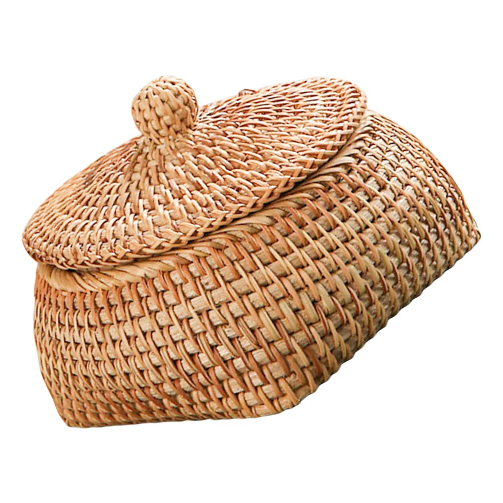 

1Pc Snack Organizer Weaving Storage Box Storage Holder Round Storage Box for Bedroom Dining room Bathroom