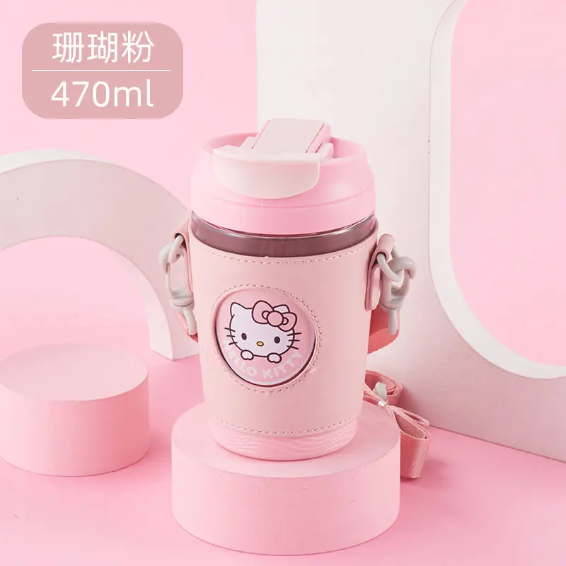 

Hello Kitty Student Coffee Cup Large Capacity Portable Cup Double Lid Portable Portable Cup Heat Insulation Hot-Proof Water Cup
