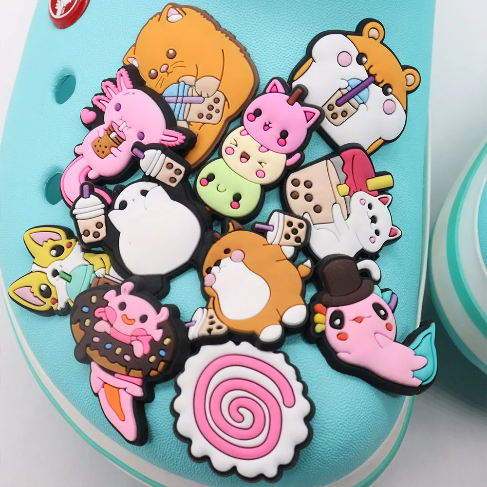 

Оптовая продажа, 50 шт., подвески для обуви, милый хомяк, панда, кот, Выдра, аксессуары, украшение для обуви из ПВХ, для браслетов, подарок Jibz