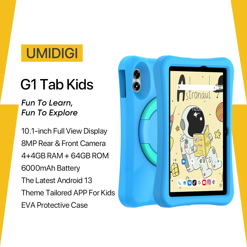 [World Premiere] UMIDIGI G1 Tab Kids Tablet 10.1 Inch Children Tablets Android 13 Quad Core 4GB 64GB WIFI 6 6000mAh For Learning