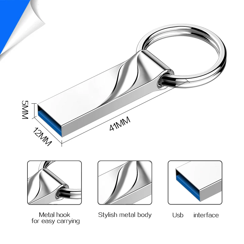 USB Flash Drive 2.0 128/64/32GB Portable Metal High Speed Waterproof Memory Stick for PC/Laptop/Tablet/Computer |