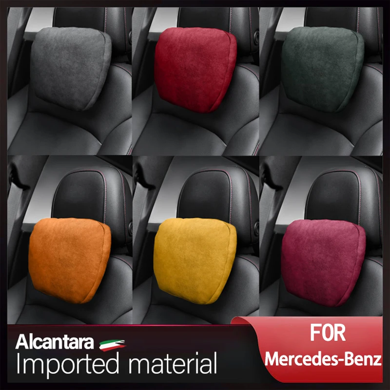 

For Mercedes-Benz Alcnatara Suede Car Headrest Neck Support Seat Soft Universal Adjustable Car Pillow Neck Rest Cushion
