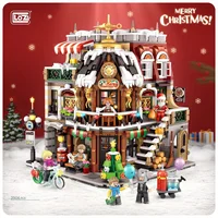 2506pcs Loz Mini Blocks Christmas Coffee House Shop Three-floors Santa Claus Tree Bricks Toys For Kids Adults Xmas Gift Loz1054