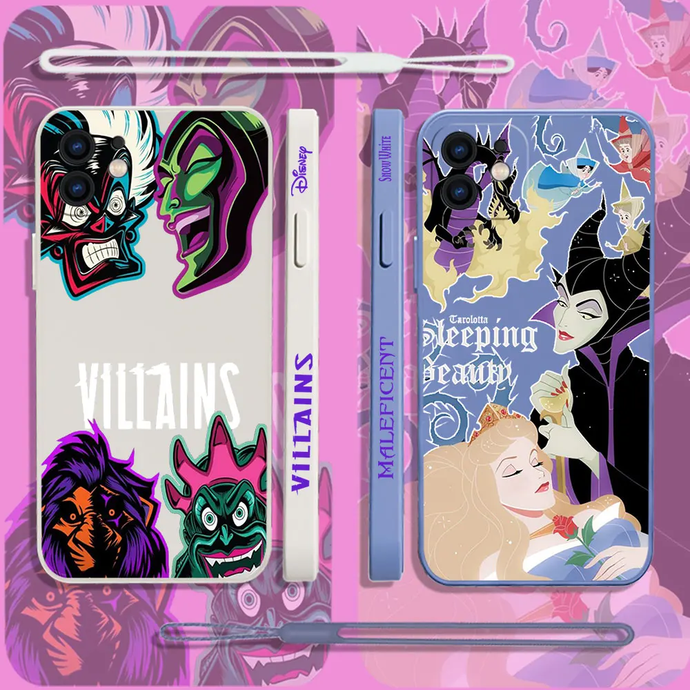 

Disney Snow White Maleficent Phone Case For iPhone 14 13 12 11 Pro Max Mini X XR XS SE 2020 8 7 Plus 6 6S Plus With Lanyard