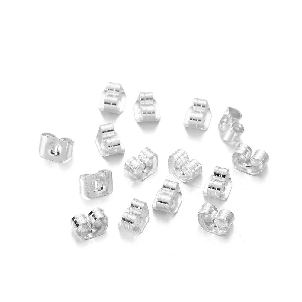 50 шт./лот высокое качество 7*6 мм посеребренная заглушка серьги-гвоздики задняя