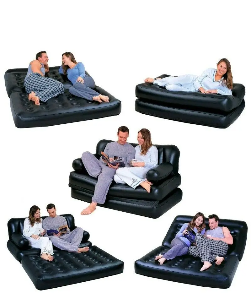 

Bestway 75056 74'' x 60'' x 25'' inflatable air leather sofa 5 in 1 sofa bed with pump