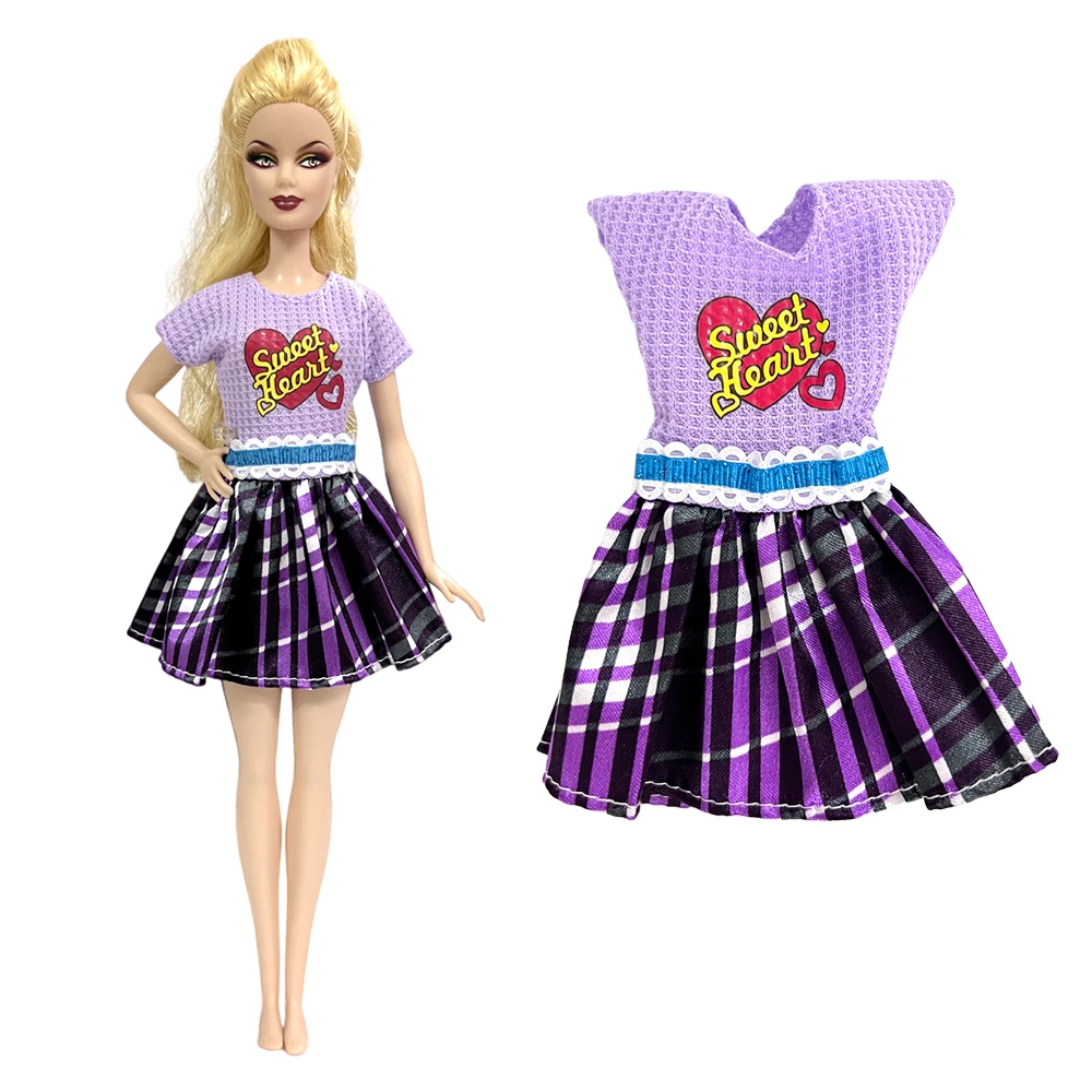 

NK 1 Set Fashion Skirt Modern Dress Purple Shirt 1/6 Doll Clothes For Barbie Doll Accessories Baby Toys