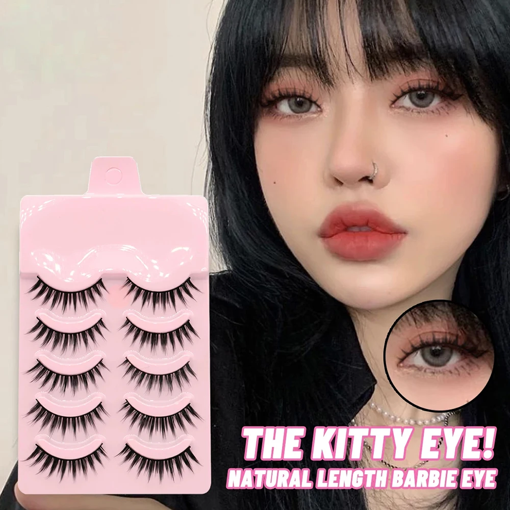 

5 Pairs 3D Faux Mink Lashes Natural False Eyelashes Fluffy Soft Wispy Volume Cross Manga Lashes MaKeup Tools