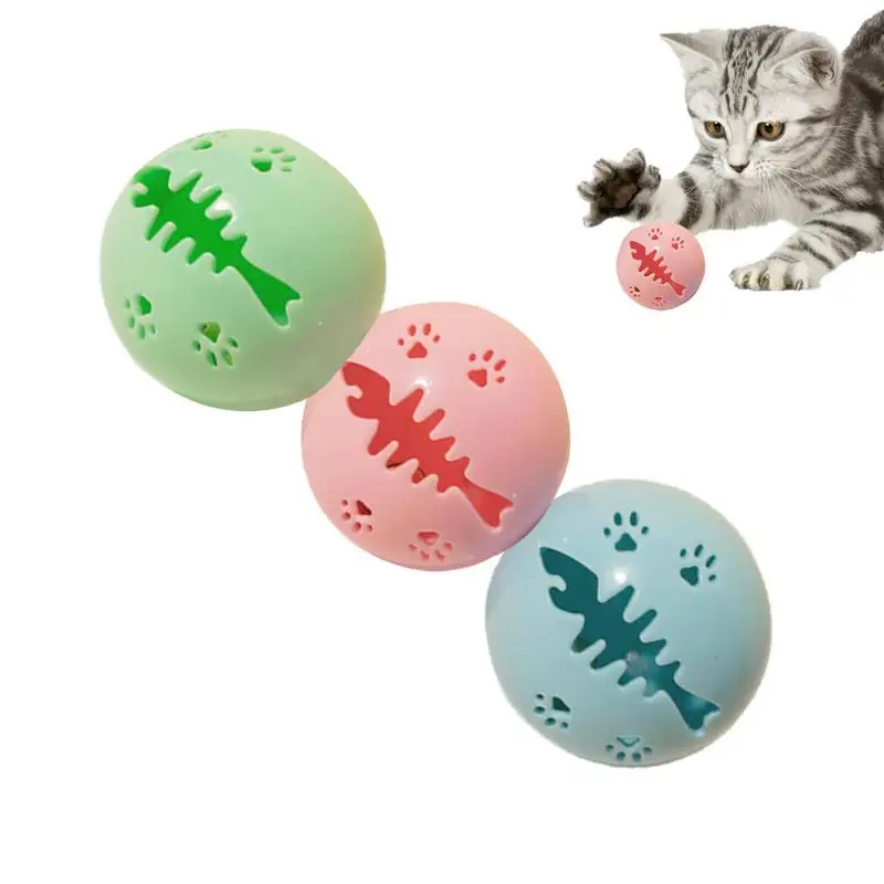 

Pet Cat Kitten Play Balls With Jingle Multicolor Lightweight Cat Mint Bell Ball Chasee Rattle Toys 3 Pcs Interactive Puzzle Toys