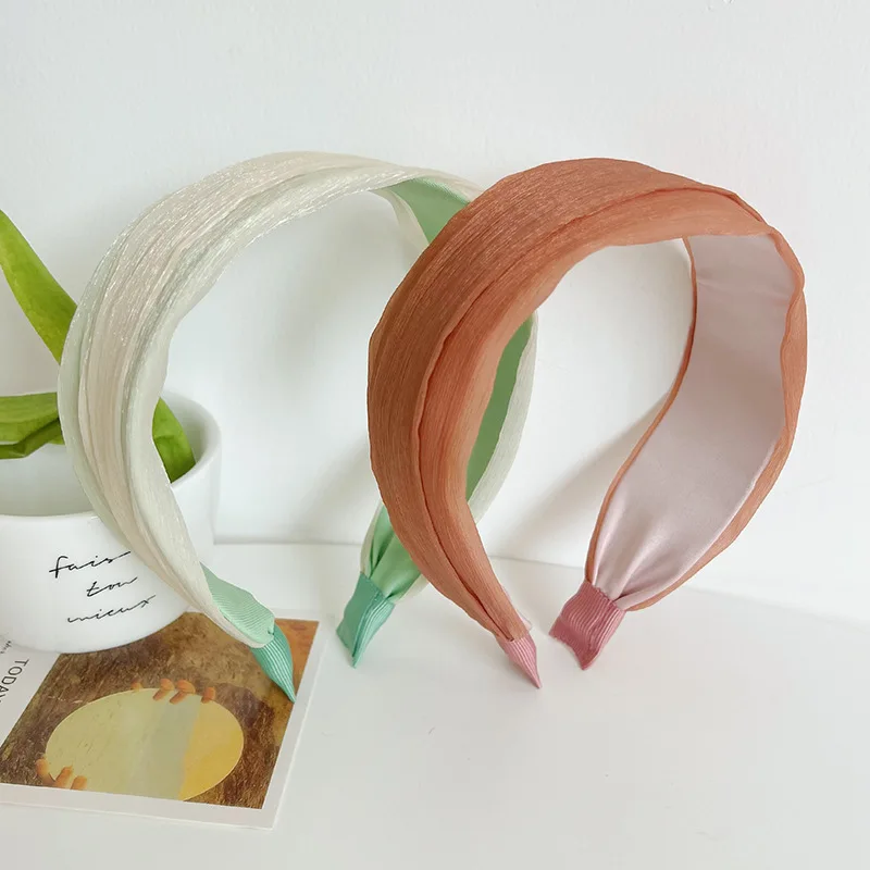 

Повязка на голову женская сетчатая Милая широкая плоская головная повязка модные однотонные аксессуары для женщин и девушек плоская тонка...