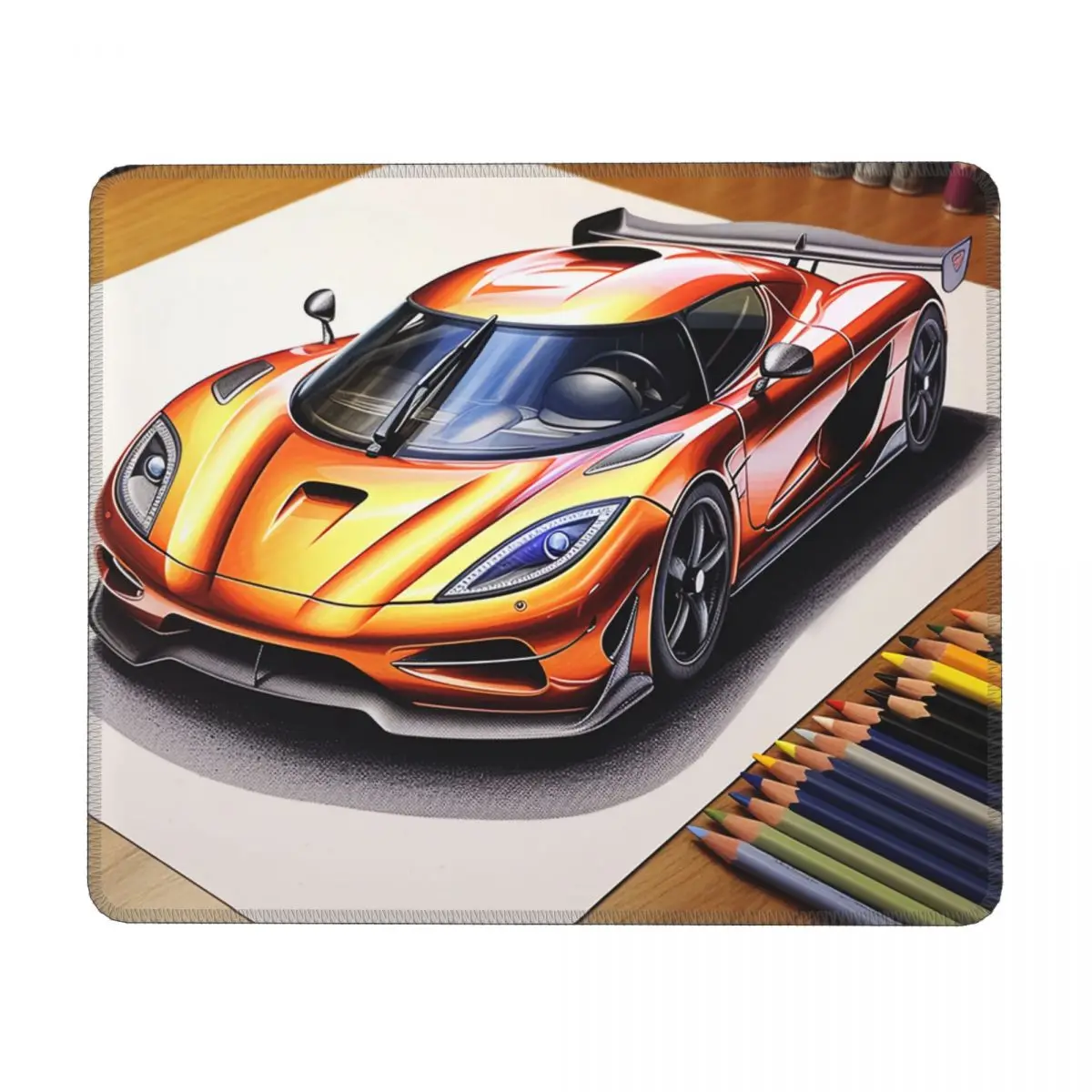 Ultimate Sports Car Horizontal Print Mouse Pad Pencil Art Colored Cartoon Rubber Desk Mousepad Anti-Slip Soft Custom Mouse Pads